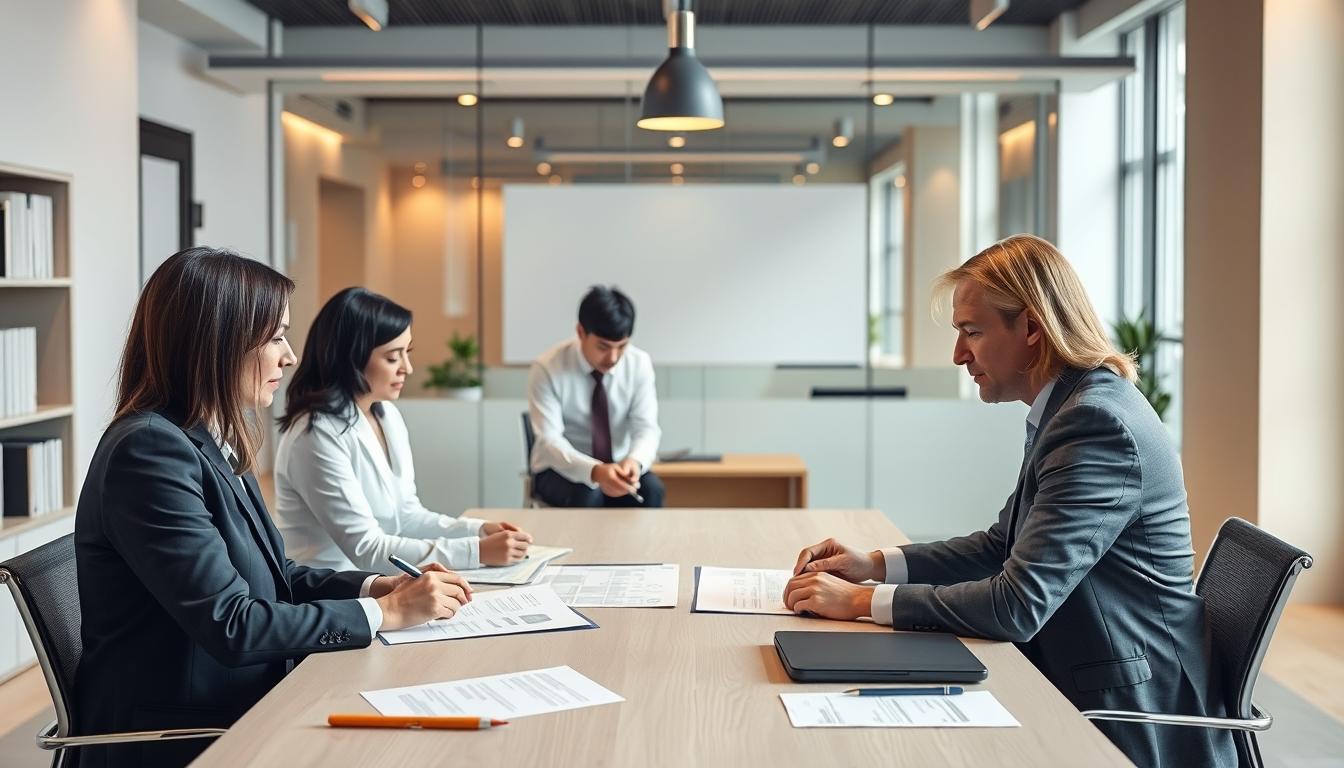 Family reviewing legal paperwork